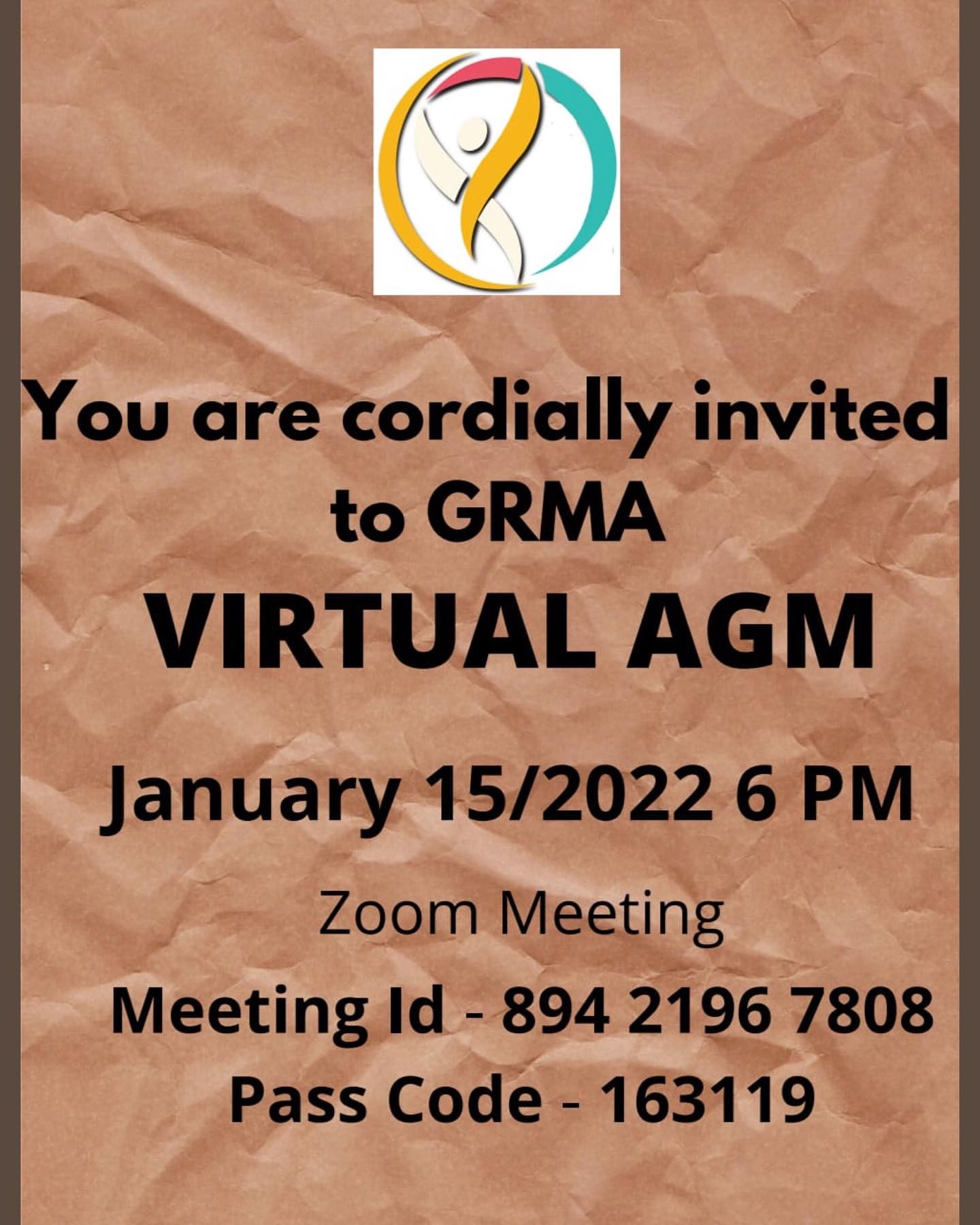 Annual General Body (AGM) meeting on January 15 2022, 6PM